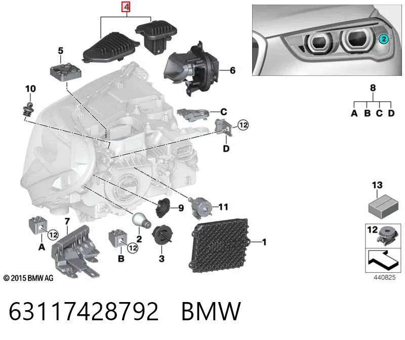 63117428792 BMW Módulo de control de luces diurnas