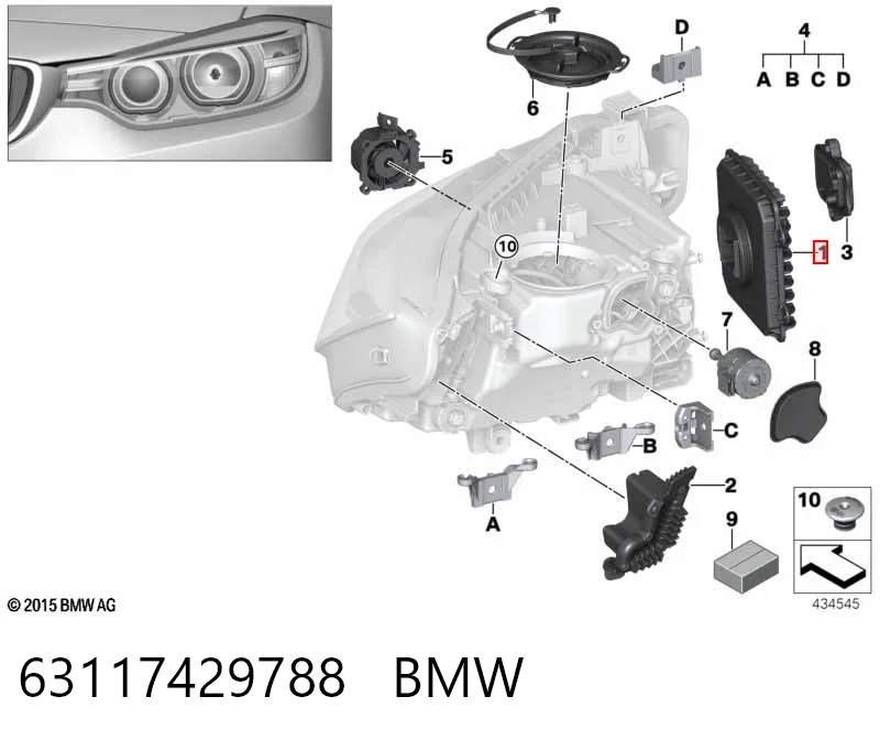 Módulo de control de luces de faros (ECU) 63117429788 BMW