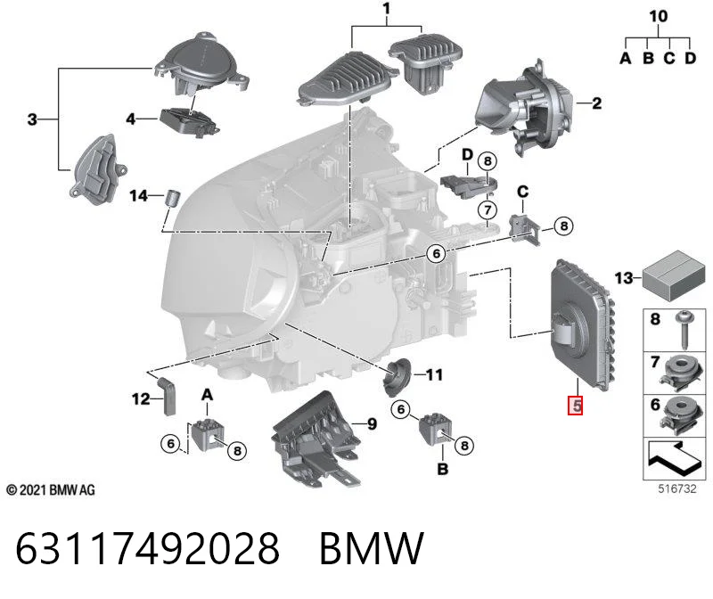 63117492028 BMW Módulo de control de luces de faros (ECU)