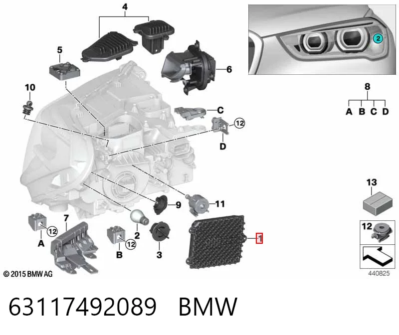 63117492089 BMW Módulo de control de luces de faros (ECU)