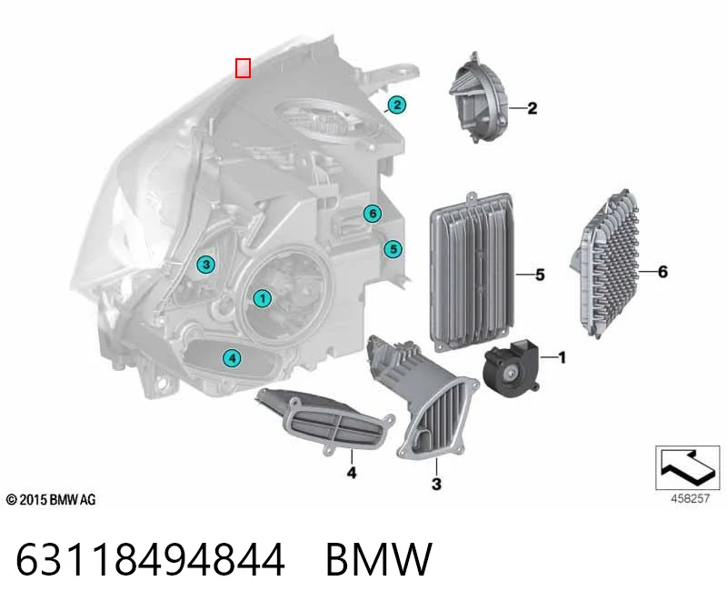 63118494844 BMW Módulo de control de luces de faros (ECU)