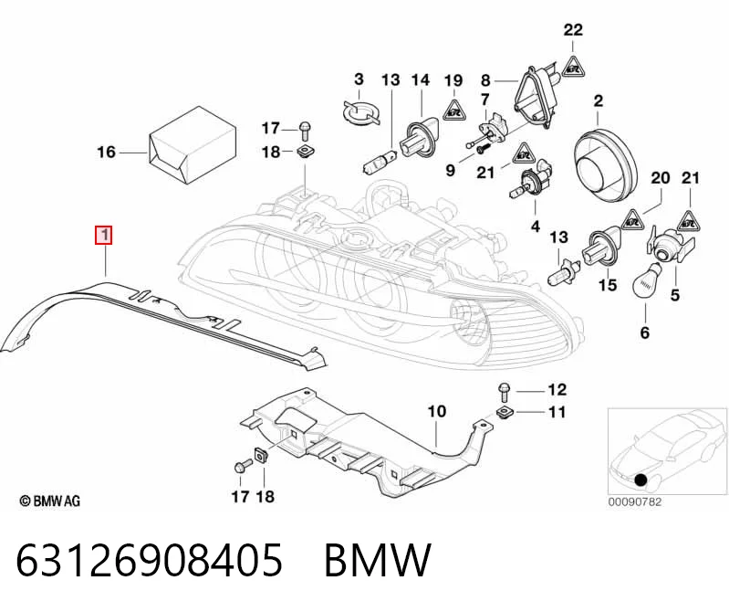 63126908405 BMW Sellador de faro izquierdo