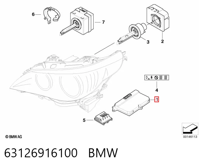 63126916100 BMW Centralita, faros xenon