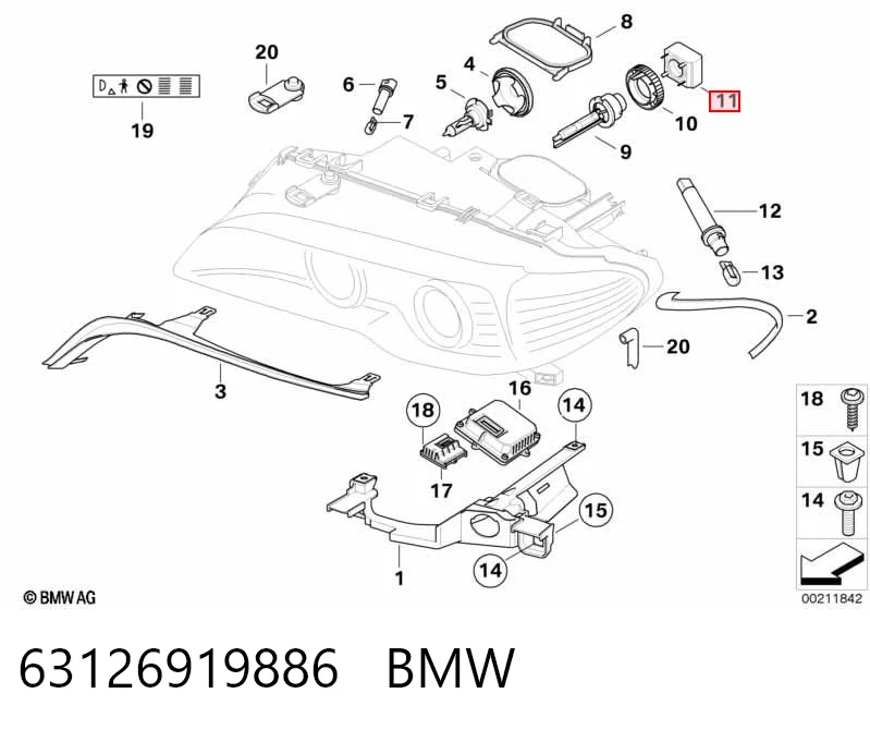 63126919886 BMW Módulo de control de luces de faros (ECU)
