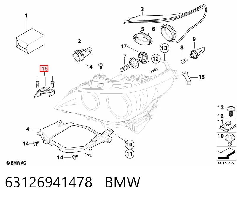 63126941478 BMW Soporte de montaje del faro delantero