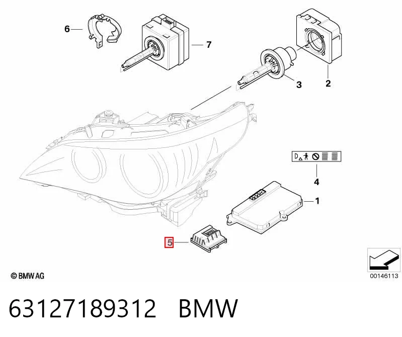 63127189312 BMW Módulo de control de iluminación adaptativa (ECU)