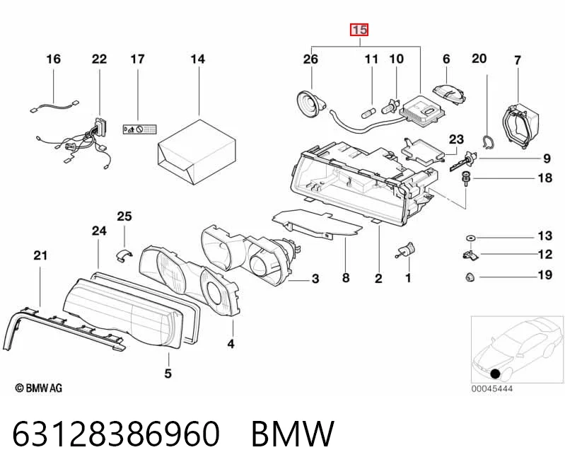 63128386960 BMW Centralita, faros xenon