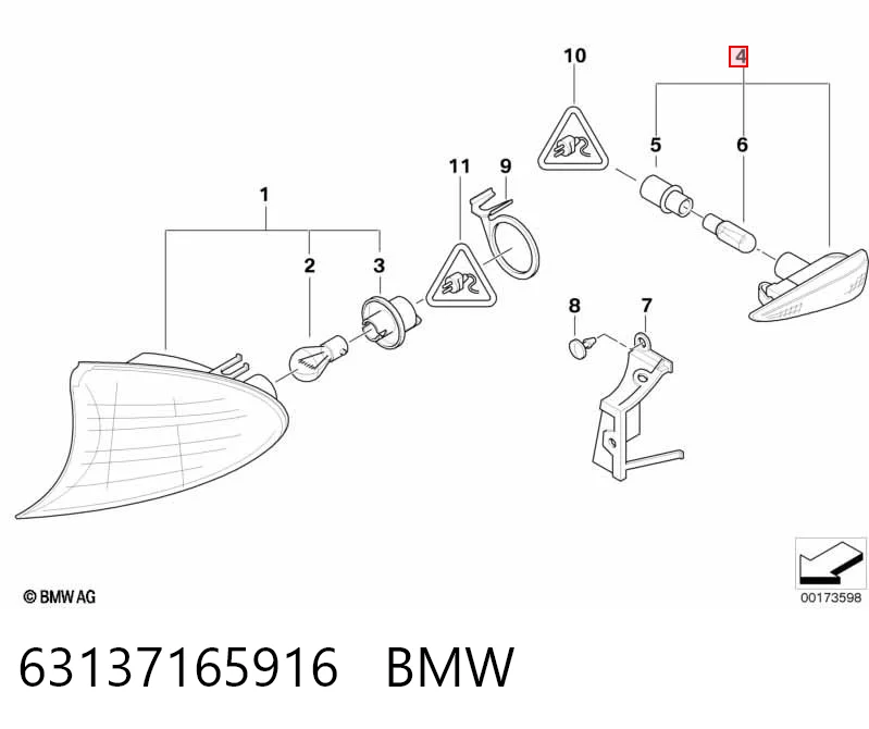 63137165916 BMW Luz intermitente de guardabarros derecho
