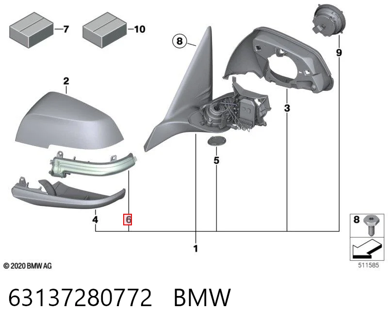 63137280772 BMW Luz intermitente del espejo retrovisor derecho