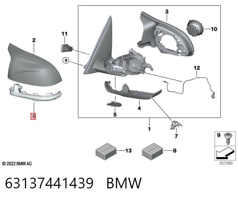 63137441439 BMW Luz intermitente de espejo retrovisor izquierdo