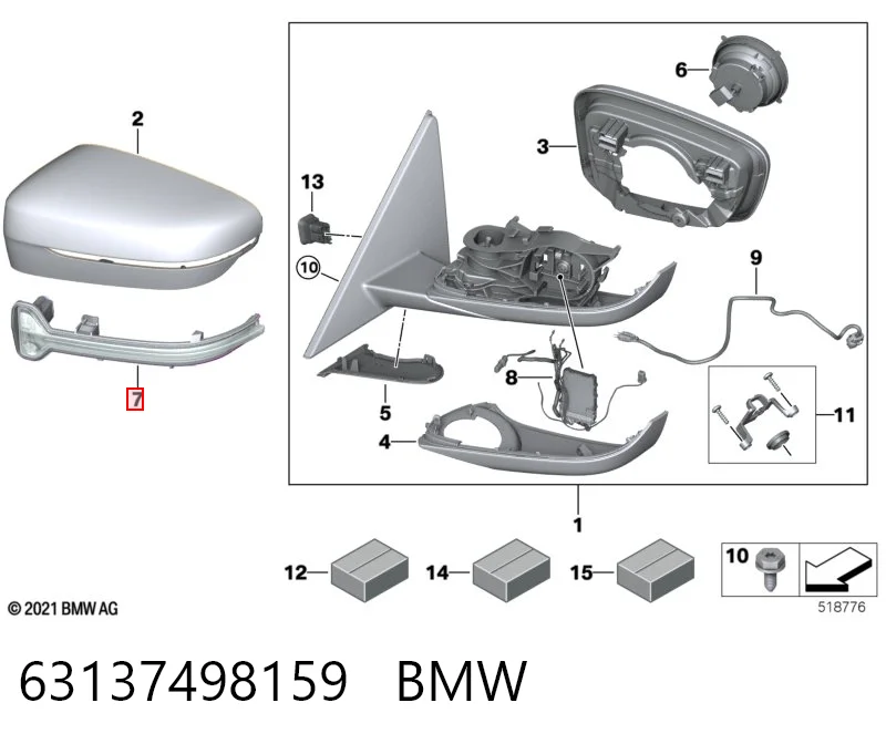 63137498159 BMW Luz intermitente de espejo retrovisor izquierdo