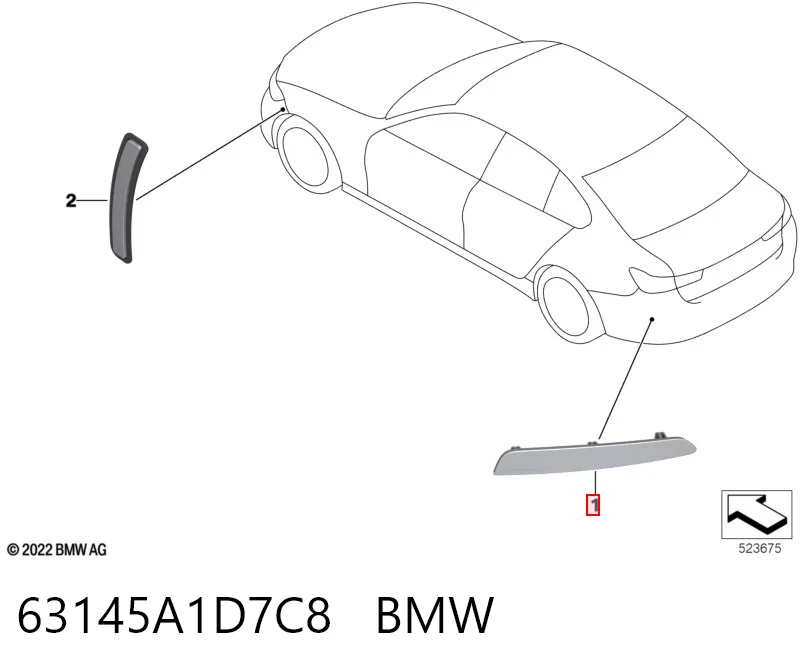 63145A1D7C8 BMW Reflector, trasero, derecho