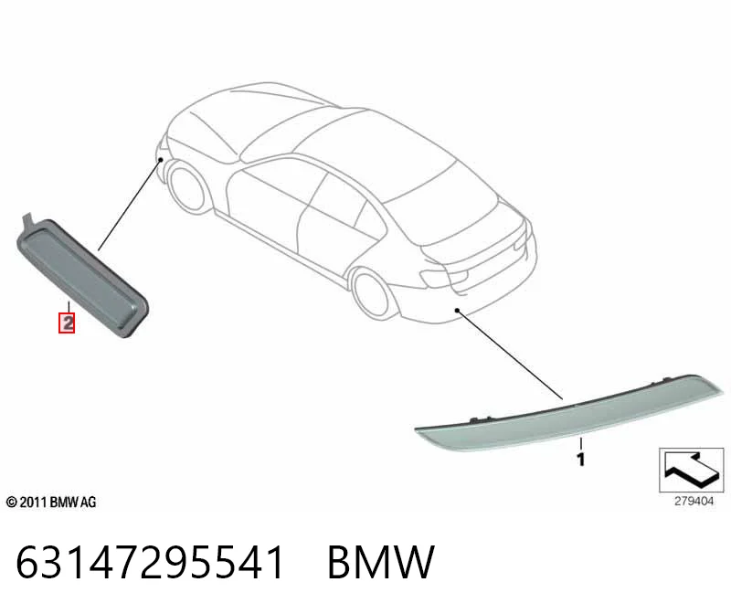 63147295541 BMW Reflector, paragolpes trasero, izquierdo