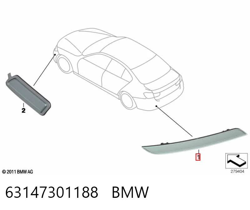 63147301188 BMW Reflector, trasero, derecho