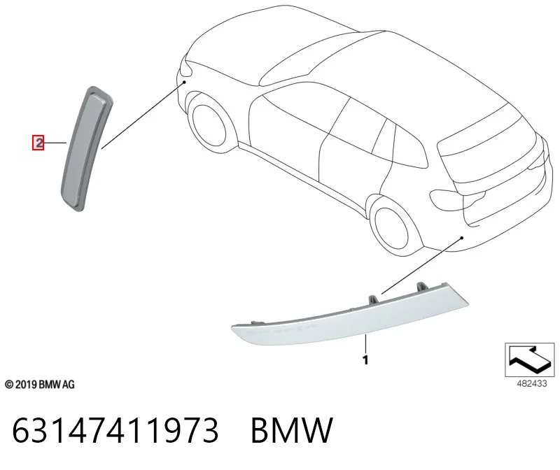 63147411973 BMW Reflector del parachoques delantero izquierdo