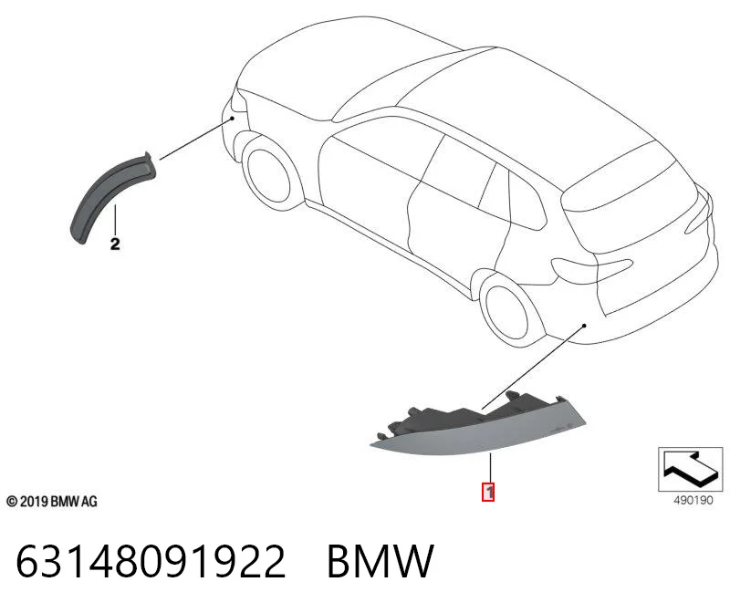 63148091922 BMW Reflector, trasero, derecho