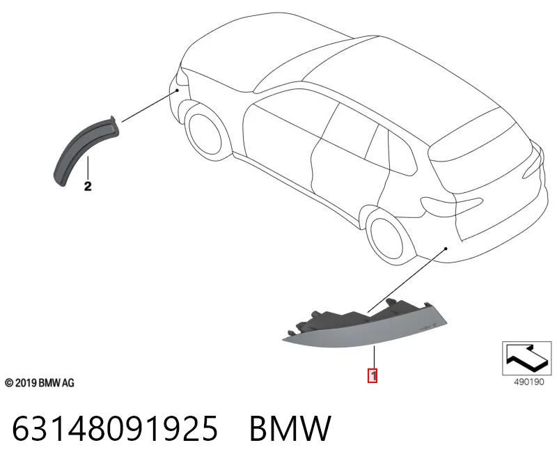 63148091925 BMW Reflector, paragolpes trasero, izquierdo