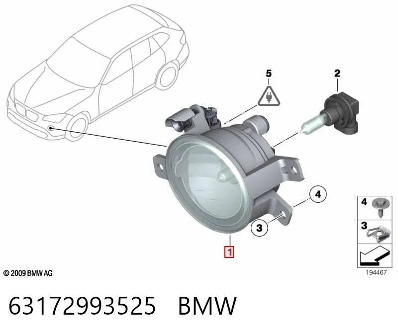 63172993525 BMW Luz antiniebla izquierda
