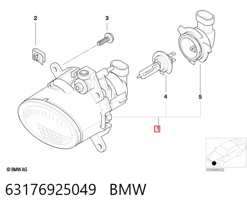 63176925049 BMW Luz antiniebla izquierda