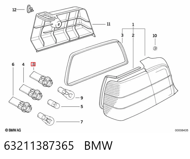 63211387365 BMW Portalámparas de luz trasera