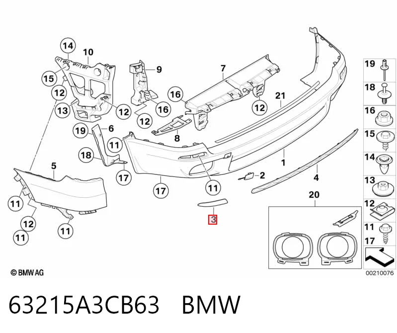 63215A3CB63 BMW Reflector, paragolpes trasero, izquierdo