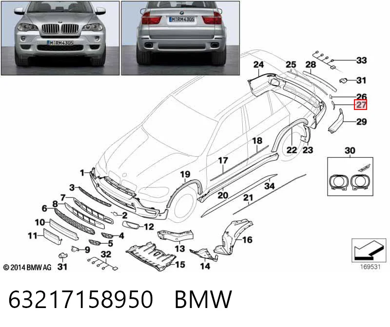 63217158950 BMW Reflector, trasero, derecho