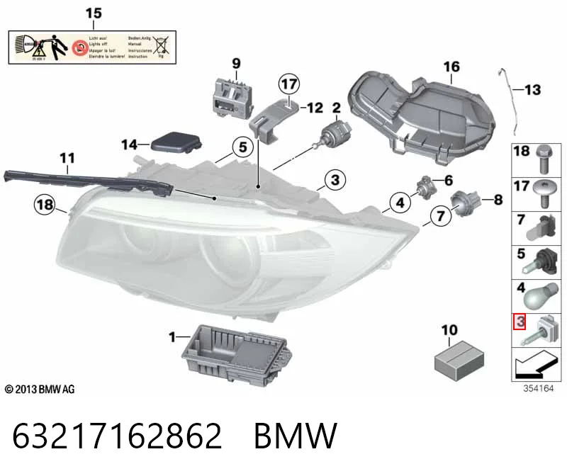 Bombilla de xenón 63217162862 BMW