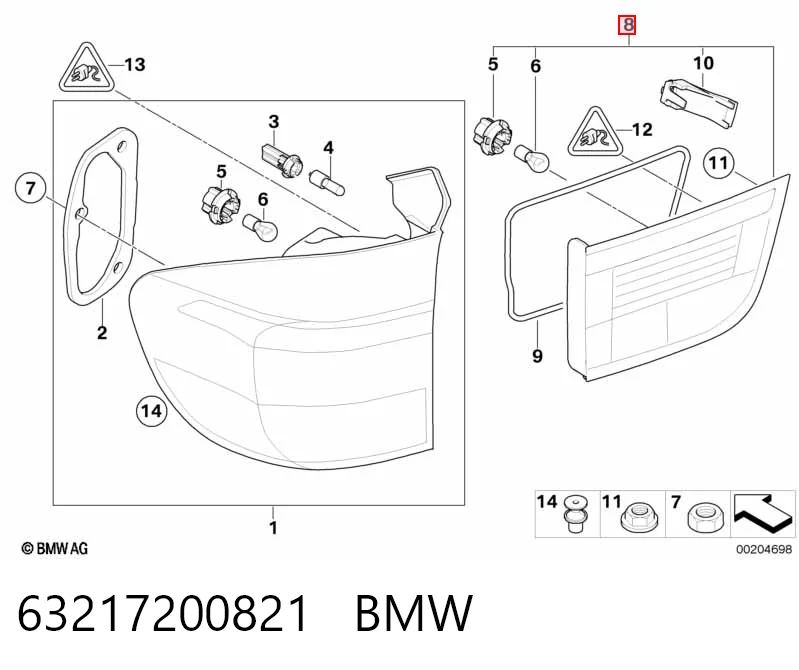 63217200821 BMW Piloto trasero interior izquierdo