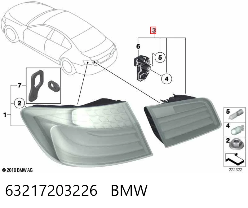 63217203226 BMW Piloto trasero interior derecho