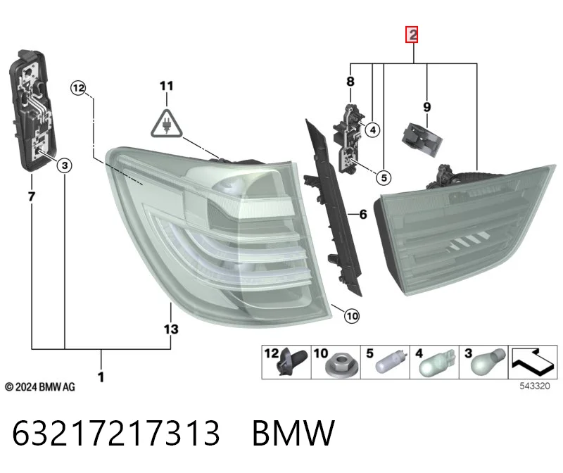 63217217313 BMW Piloto trasero interior izquierdo
