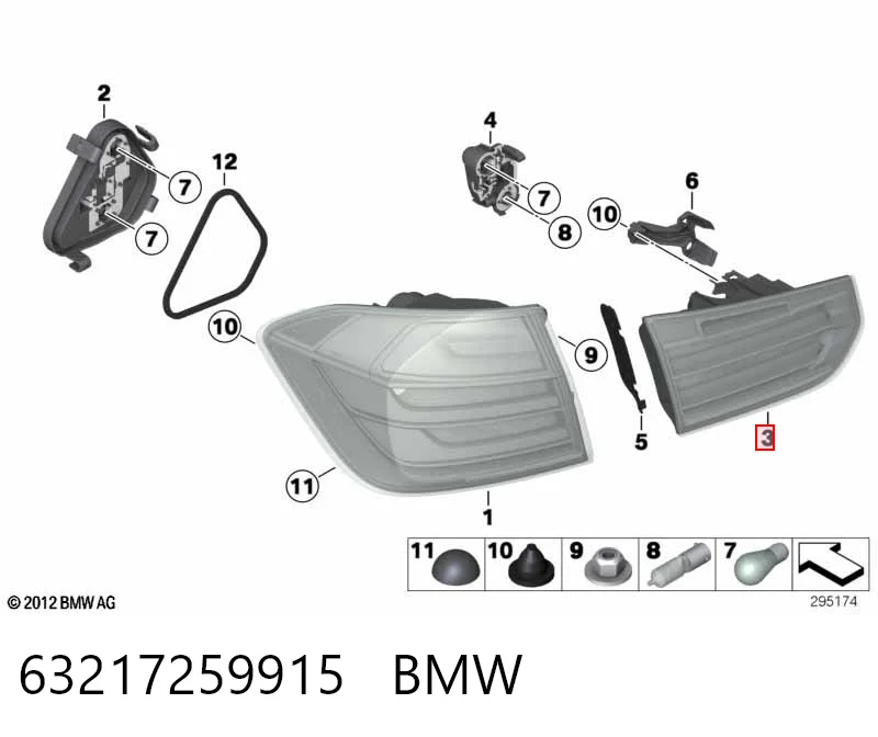 63217259915 BMW Piloto trasero interior izquierdo