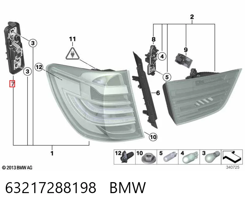 63217288198 BMW Placa de contacto de luz trasera