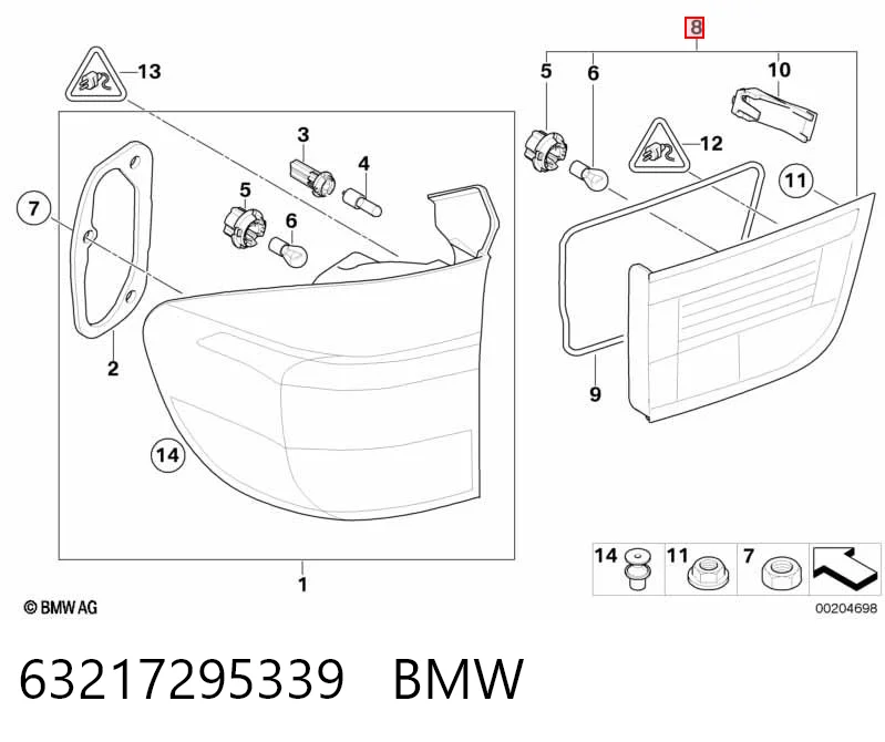 63217295339 BMW Piloto trasero interior izquierdo