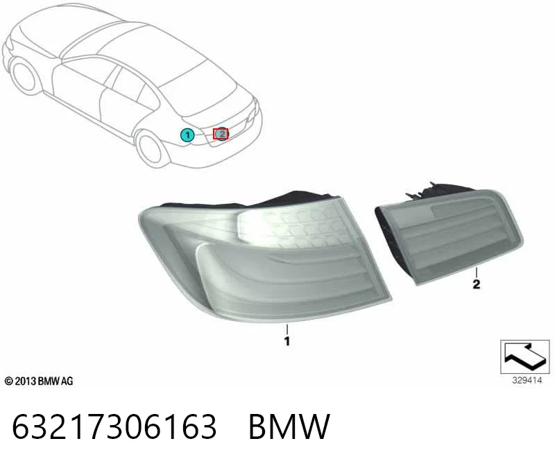 63217306163 BMW Piloto trasero interior izquierdo