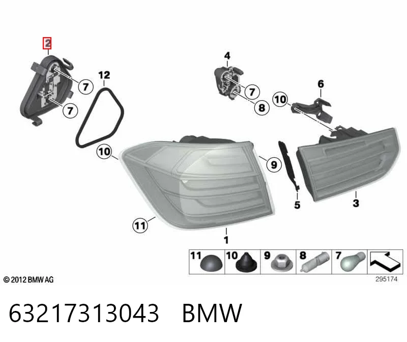 63217313043 BMW Placa de contacto de luz trasera