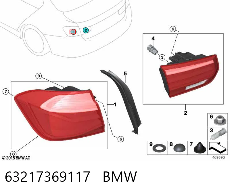 63217369117 BMW Piloto trasero exterior izquierdo