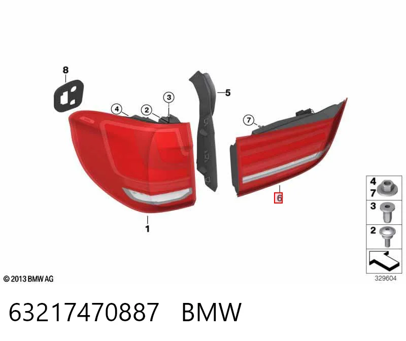 63217470887 BMW Piloto trasero interior izquierdo