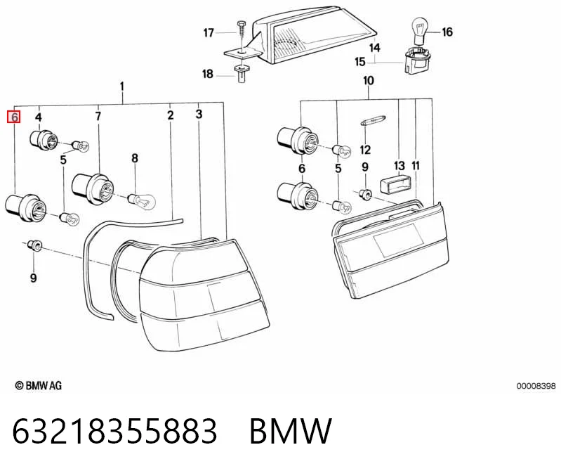 63218355883 BMW Portalámparas de luz trasera