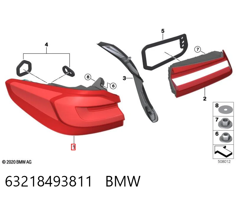 63218493811 BMW Piloto trasero exterior izquierdo