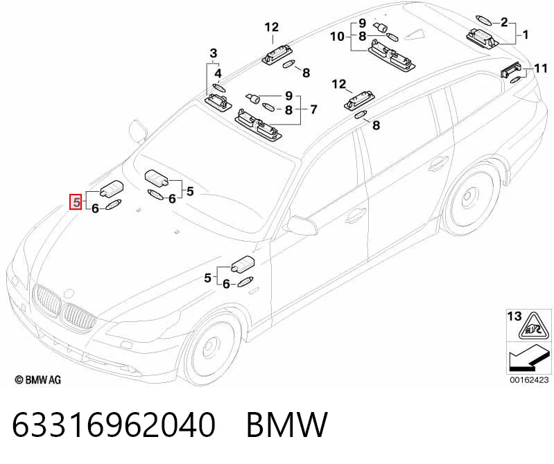 63316962040 BMW Luz de techo interior (cabina)