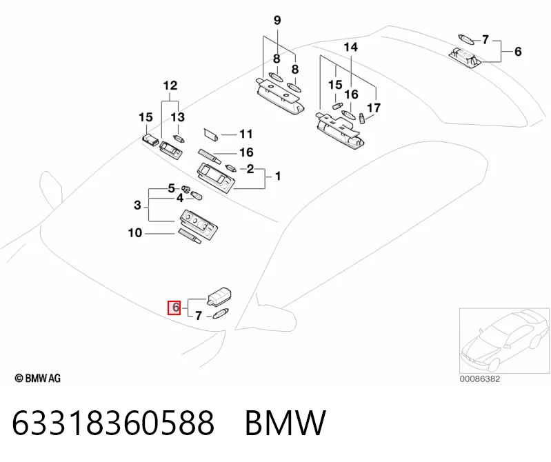 63318360588 BMW Luz de techo interior (cabina)