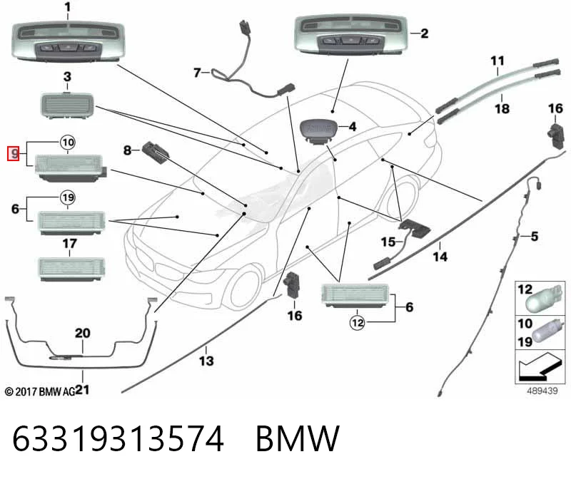 63319313574 BMW Lámpara de cortesía de puerta