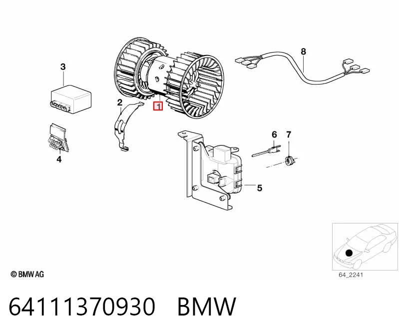 64111370930 BMW Ventilador de habitáculo