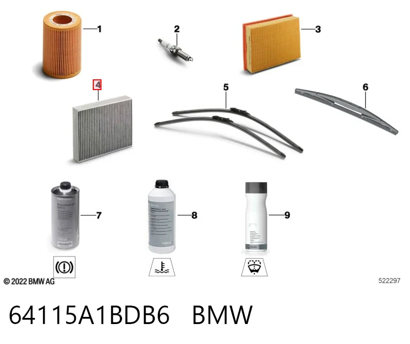 64115A1BDB6 BMW Filtro antipolen