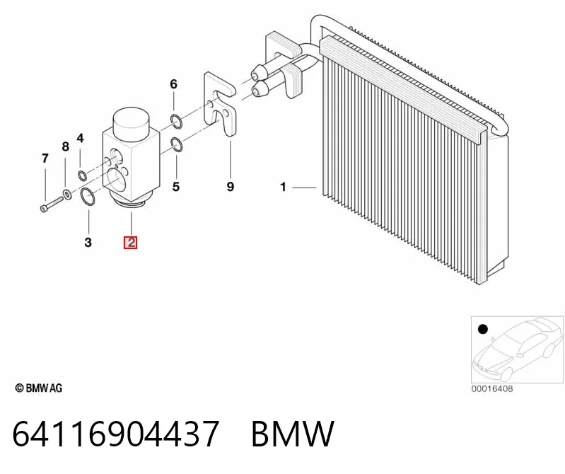 64116904437 BMW Válvula TRV del aire acondicionado