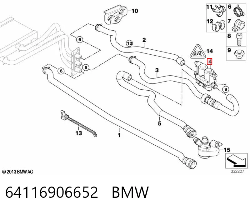 64116906652 BMW Valvula del calefactor