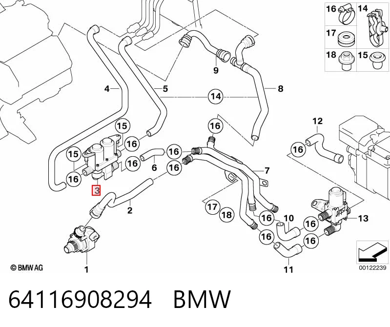 64116908294 BMW Valvula del calefactor