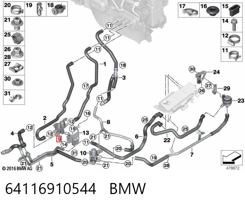 64116910544 BMW Valvula del calefactor