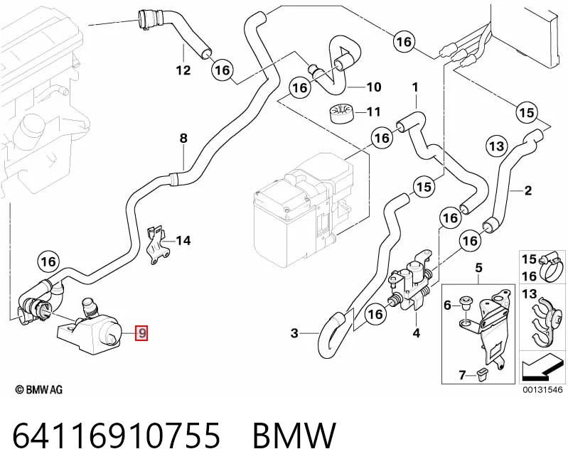 64116910755 BMW Bomba de agua eléctrica auxiliar