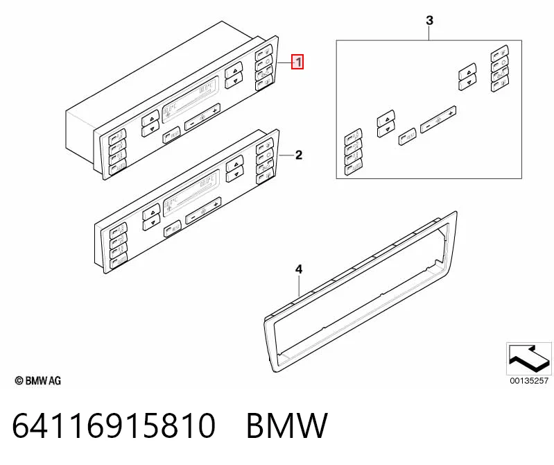 Módulo de modos de calefacción/aire acondicionado 64116915810 BMW